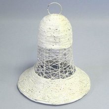 Zvon závěs kov/textil 3D pr.15cm bílá gliter F48-A9761/6/W