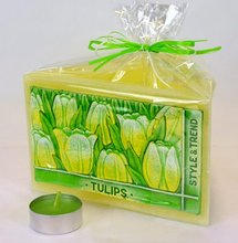 Svka Tulips Lampion trojhran 160x95mm - lut s blmi tulipny