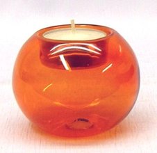 Svícen skleněný koule na čaj. svíčku oranžový 32351