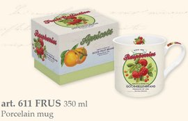 FRUS0611 Porcelánový hrnek s dekorem ovoce v boxu - RETRO FRUITS