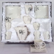 FINO - Kávová sada 21ks bílý porcelán s dekorem v boxu