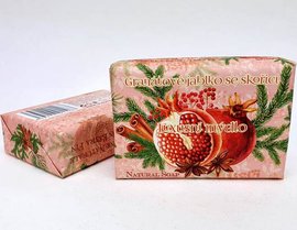Luxusní přírodní mýdlo 200g s vůní balené - Granátové jablko se skořicí