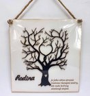 Dřevěná deska 21,5x22,5cm bílá s 3D stromem a srdcem - Rodina je jako větve stromů