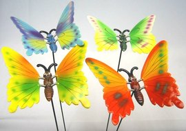 Motýl barevný zápich kov na drátku - WS004-1