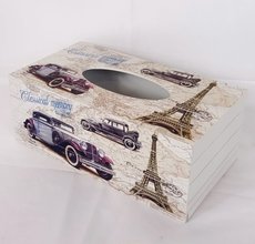 Krabička na kapesníky z MDF s potiskem Paříže - KP8734