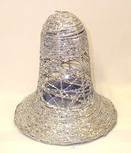 Zvon závěs kov/textil 3D 12,5cm stříbrná gliter F48-A9761/5/S