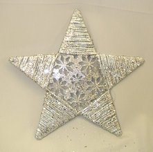 Hvězda závěs krajka kov/textil pr.25cm stříbrná gliter F48-A9713/10/S