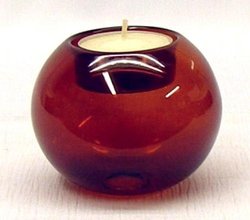 Svícen skleněný koule na čaj. svíčku hnědý 32352