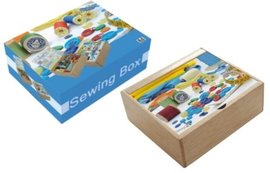 SEW0542 Box dřevo/sklo s přihrádkami Sewing