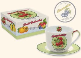 FRUS0628 Porcelnov lek s podlkem 400ml s dekorem v boxu - RETRO FRUITS