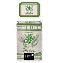 HERB0091 Plechov dza s dekorem bylinek 125x90x177mm - HERBIERS