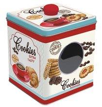 CKIE0092 Plechov dza s oknkem a dekorem 13x13x14,5cm - COOKIES