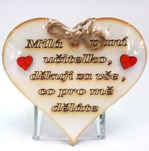 Devn srdko 10cm bl s npisem - Mil pan uitelko, dkuji za ve