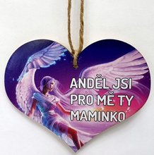 Devn srdko 11cm barevn s npisem - Andl jsi pro m Ty maminko fialov