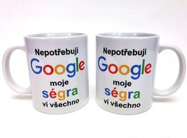 Porcelnov hrnek s celo obtiskem - Bl - Nepotebuji Google, moje sgra v vechno