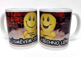 Porcelnov hrnek s celo obtiskem - 2 smajlci - S smvem jde vechno lpe