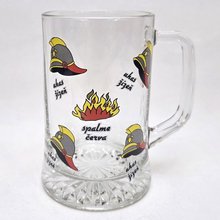 Korbel sklenn 0,5L s obtiskem - spalme erva plameny - uhaz ze pilby