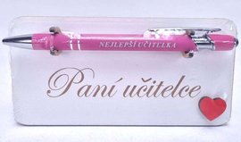 Devn destika s rovou propiskou a npisem - Pan uitelce