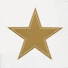 Ubrousek papírový s potiskem 33x33cm - Simply star white/gold