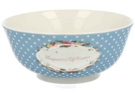 RETRO BLUE - Miska porcelnov s dekorem 16cm - modr