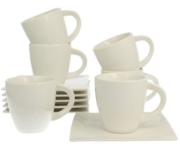 WHITE - Sada 6ks lk 100ml s podlkem porceln expresso v boxu