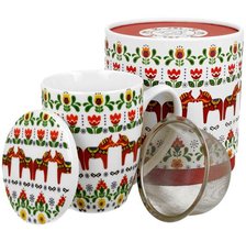 KONIKI ETNO - Hrnek porcelnov se stkem a vkem 320ml v boxu