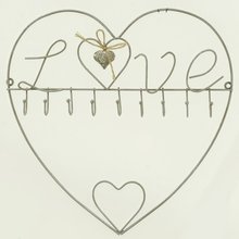 Věšák srdce s nápisem - LOVE v šedé barvě 36 x 3 x 35cm