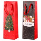 Papírová taška vánoční na láhev, mix 2 druhy - SF1361-VI