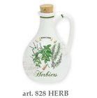 HERB0828 Porcelnov butela 500ml s dekorem bylinek v boxu - HERBIERS