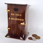 Pokladna kadibudka devn tmav s npisem - Na vilu s baznem