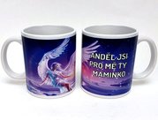 Porcelnov bl hrnek s celo obtiskem - Maminka - Andl jsi pro m Ty