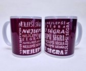 Porcelnov bl hrnek s celo obtiskem - Nejlep sgra npisy