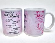 Porcelnov bl hrnek s celo obtiskem - Pravidla na rodiny