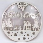 Vánoční dekorace kruh bílý 30cm s nápisem - Veselé Vánoce mašle
