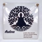 Devn deska 13x13cm strom s koeny Buddha bl s npisem - Rodina, je jako vtve strom