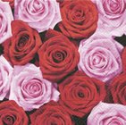 Ubrousek paprov s potiskem 33x33cm - Pink+red roses