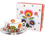 KOGUT LOWICKI - Porcelnov lek s podlkem 250ml s dekorem v boxu