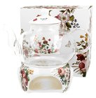 VINTAGE FLOWERS-WHITE - Sklenn konvice 1200ml s porc. stkem,vkem,ohvaem v boxu