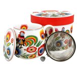 KOGUT LOWICKI - Porcelnov hrnek barylka 430ml s vkem a kov. stkem v boxu