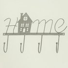 Věšák kovový s nápisem HOME - domek šedý 30 x 4,5 x 21cm