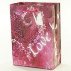 Papírová taška s dekorem Love fialová malá 12x6x16cm